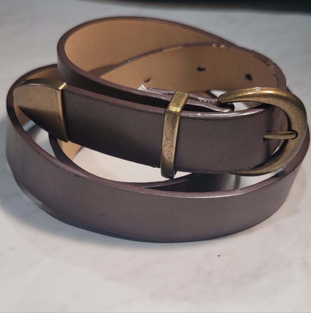 Old Navy Dark Brown Belt with Brass Buckle
